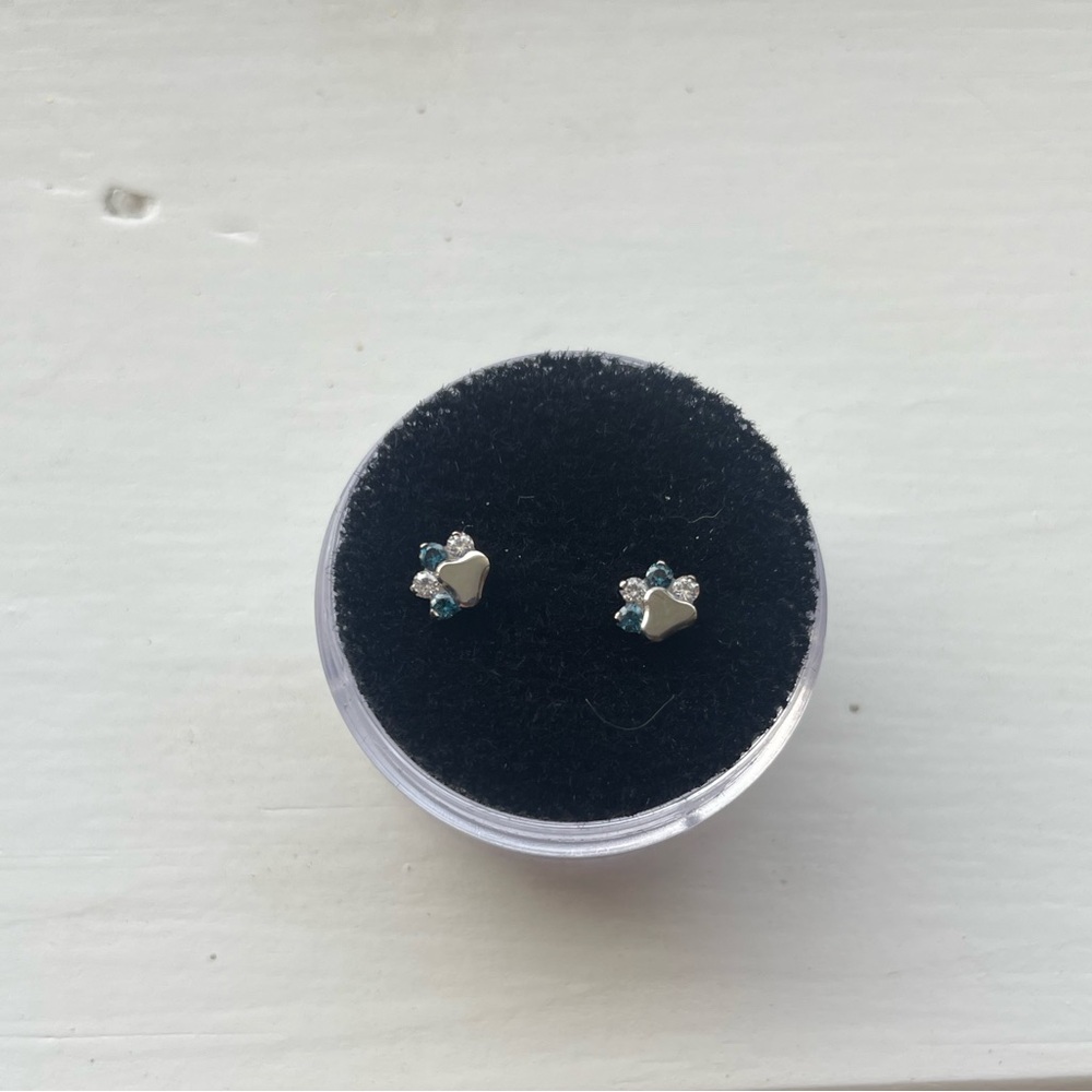 Industrial Strength Titanium Paw Print Jewelry Threadless Ends - Blue and White
